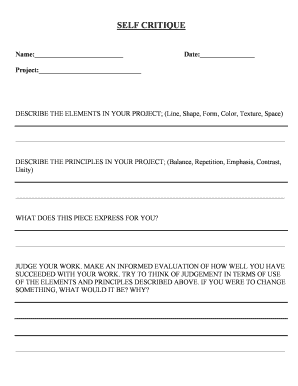 Art Project Self Critique Form
