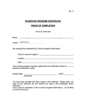 In-Service Program Certificate