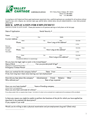 Dock Application for Employment