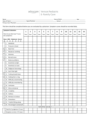 Concussion Symptom Evaluation Form