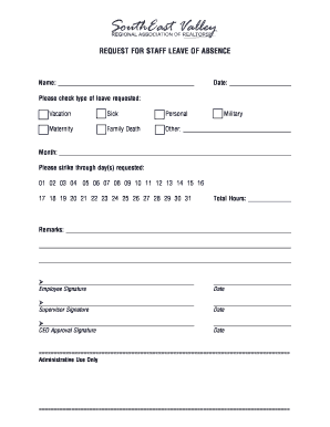 Staff Leave of Absence Request Form