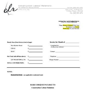 Construction Labour Relations Invoice