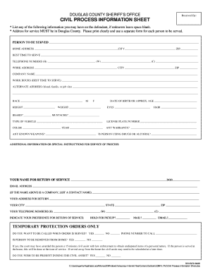Civil Process Information Sheet