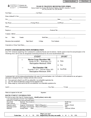 Team In Training Registration Form