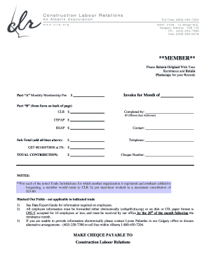 Construction Labour Relations Invoice