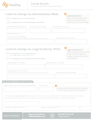 Availity Administrator and Legal Authority Change Request