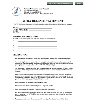 WPRA Release Statement
