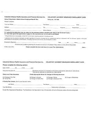 Voluntary Accident Insurance Enrollment Card