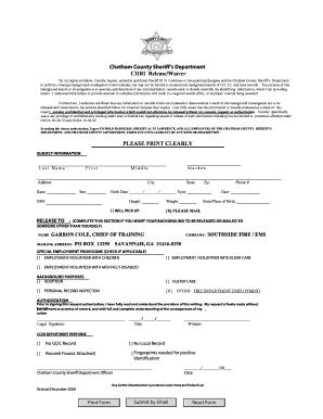 Chatham County Background Check Release Waiver