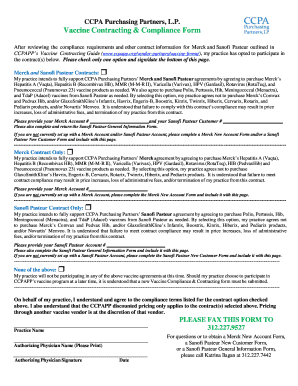 CCPA Vaccine Contracting & Compliance Form