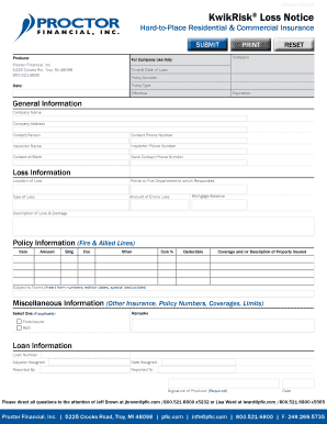 KwikRisk Loss Notice Form