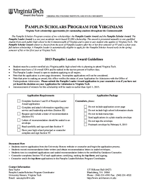 Pamplin Leader Award Application