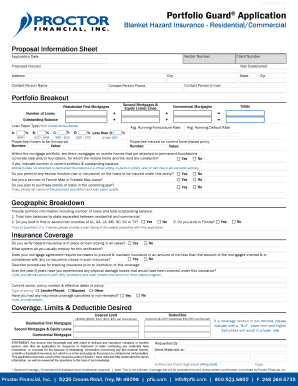 Portfolio Guard Blanket Hazard Insurance Application