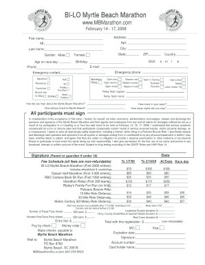 Myrtle Beach Marathon Registration Form