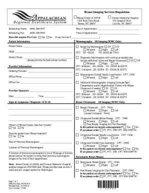 Breast Imaging Services Requisition Form