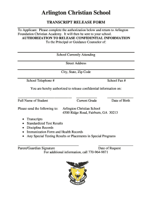 Transcript Release Form