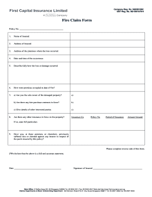 Fire Claim Form