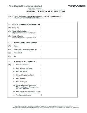 Hospital and Surgical Claim Form