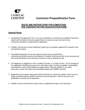 Contractor Prequalification Form