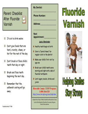 Dental Fluoride Varnish Parent Checklist
