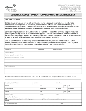 Girl Scouts Sensitive Issues Permission Request