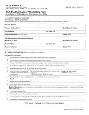 Roth IRA Distribution Withholding Form