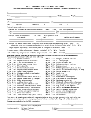 MRI Screening Form