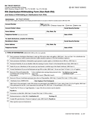 IRA Distribution Withholding Form