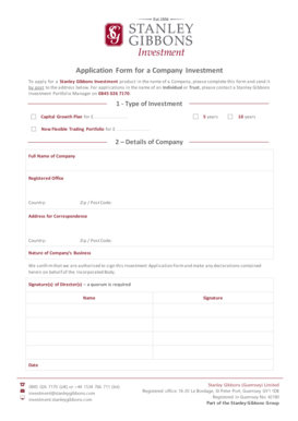 Company Investment Application Form
