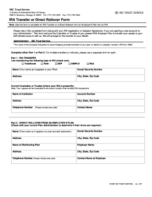 IRA Transfer or Direct Rollover Form