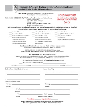 Illinois Music Education Association Student Housing Form