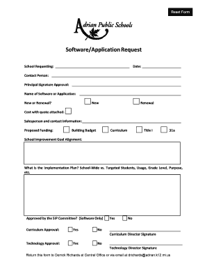 School Software Application Request Form
