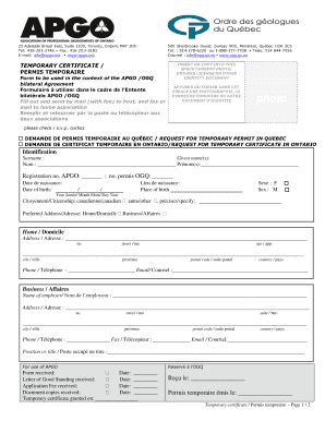 Temporary Certificate Application