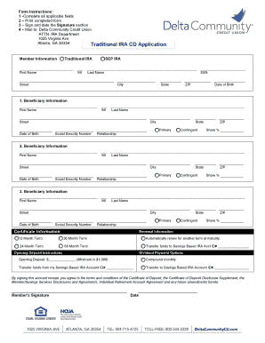 Traditional IRA CD Application