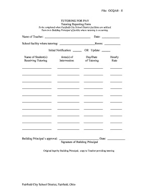 Multiplication test sheet - File GCQAB - E Tutoring Reporting Form To be completed