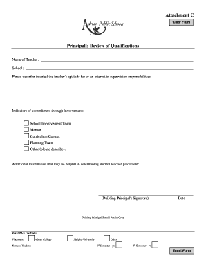 Principal's Review of Teacher Qualifications