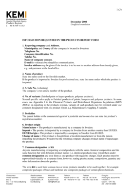 Swedish Products Report Form