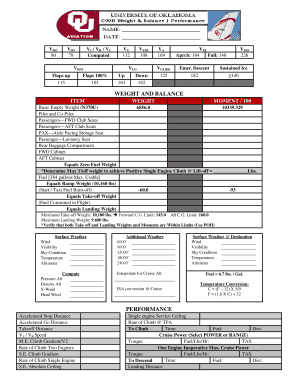 Aircraft Weight and Balance Form