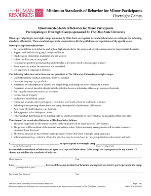 Minimum Standards of Behavior for Minor Participants