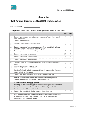 SimJunior Quick Function Check Form