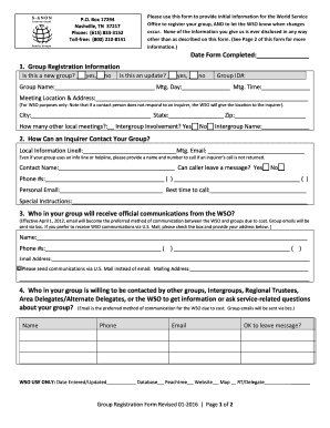S-Anon Group Registration Form