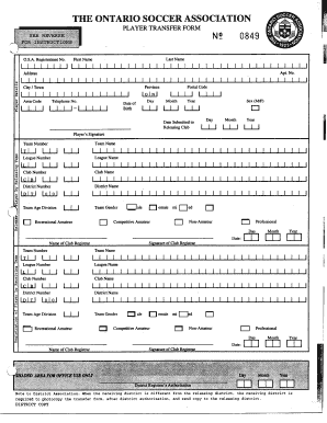 Ontario Soccer Association Player Transfer Form