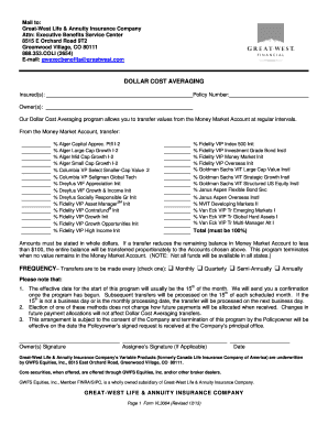 Dollar Cost Averaging Form