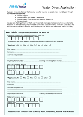 Water Direct Application Form