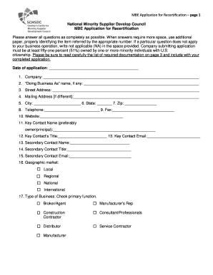MBE Application for Recertification