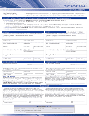 Visa Credit Card Application