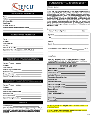 Funds Wire Transfer Request