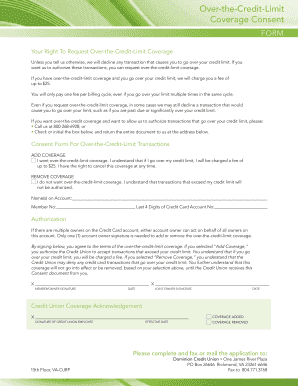Credit Card Over-the-Credit-Limit Coverage Consent Form