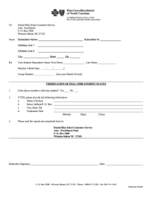 Dental Blue Select Student Dependent Verification Form