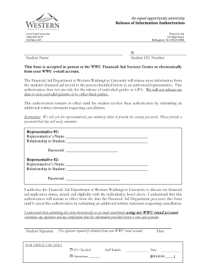 Western Washington University Financial Aid Release Form